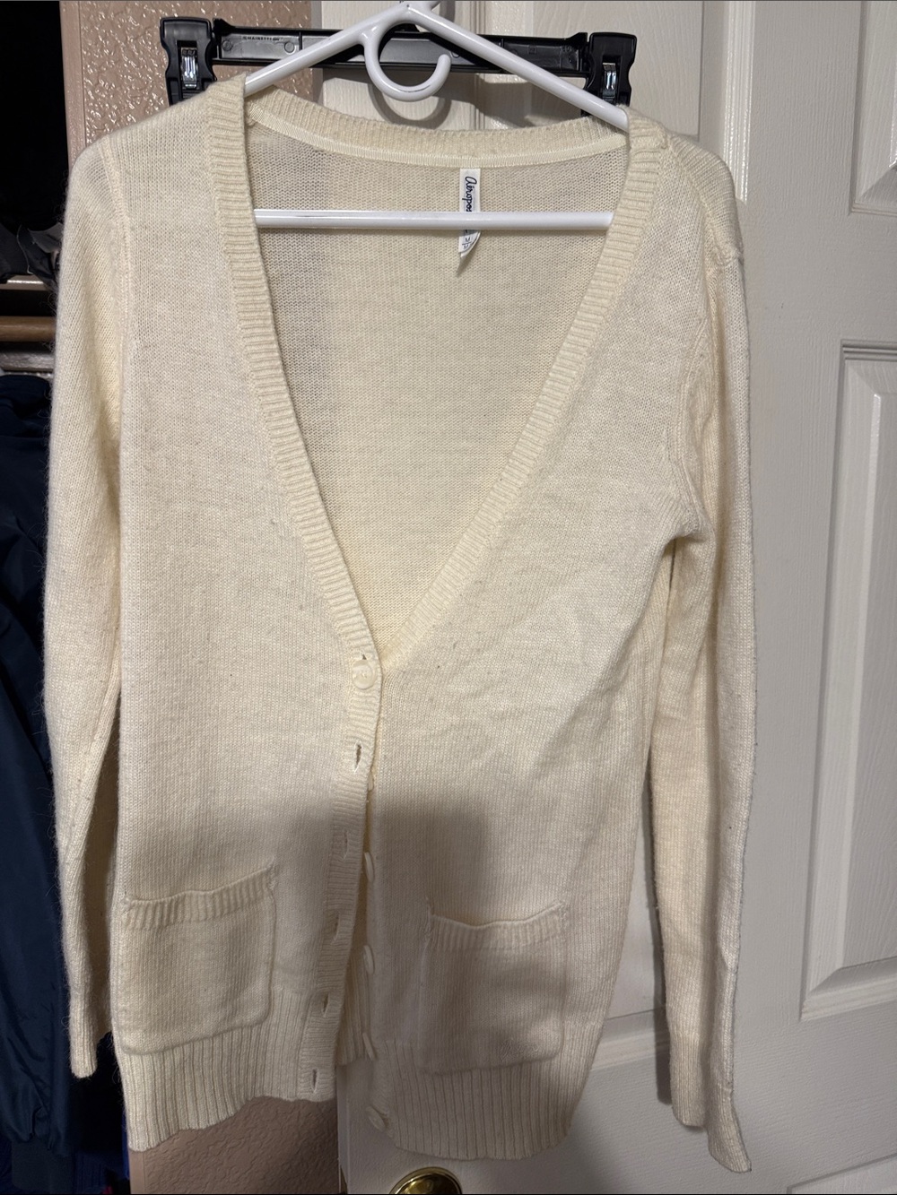 Aeropostale Cream V-Neck Button Cardigan